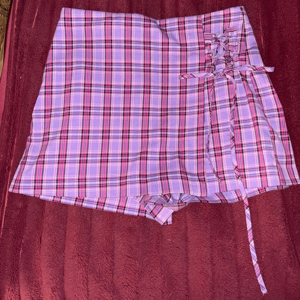 Purple plaid skort